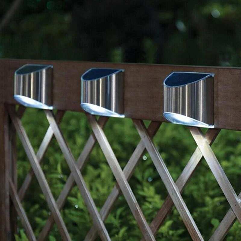 2Pcs Stainless Steel Solar Wall Lights Waterproof Outdoor LED for Garden Patio Fence Deck Step Yard Pathway Landscape Decor Auto