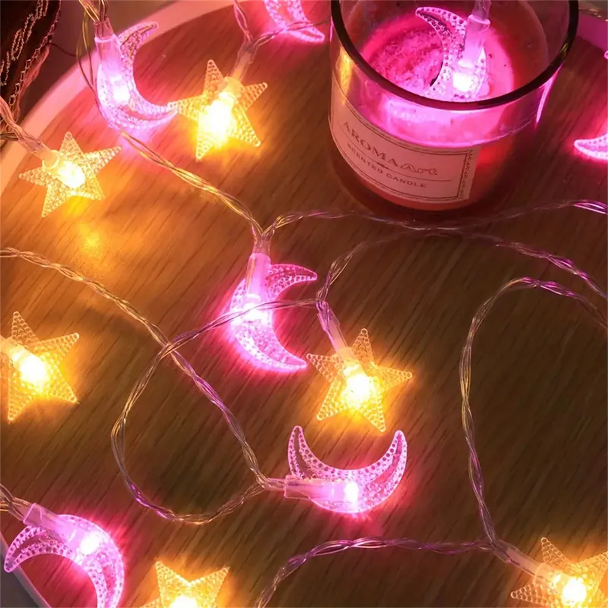 1.5M/3M LED Star Moon Colorful Light String Starry Sky Living Room Outdoor Courtyard Camping Trunk Decoration Atmosphere Light