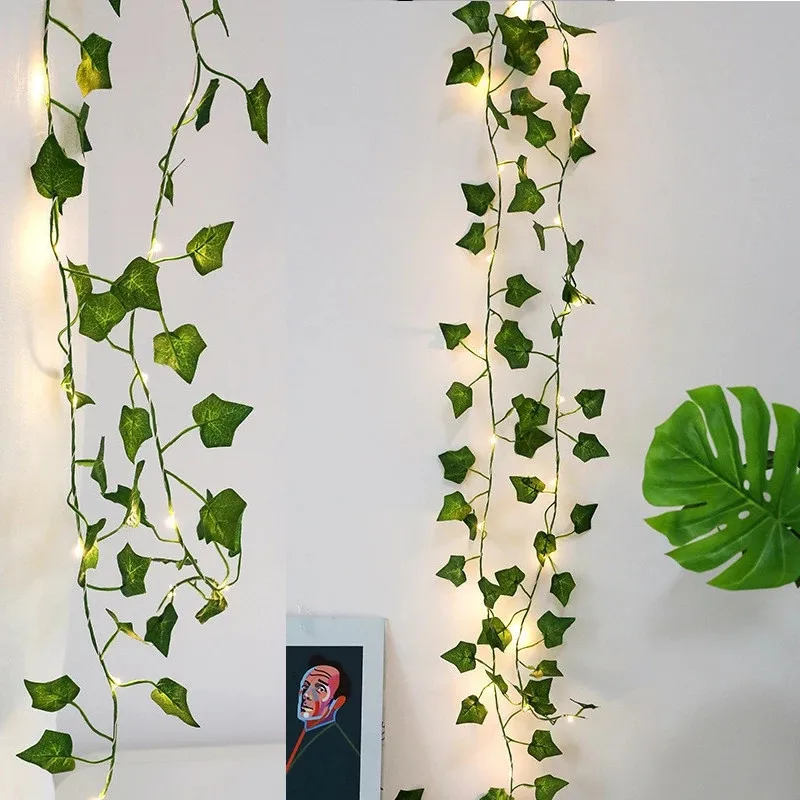 String Lights Artificial Vine Fairy Lights Battery Powered Christmas Tree Garland Light Flower Green Leaf for Weeding Home Decor