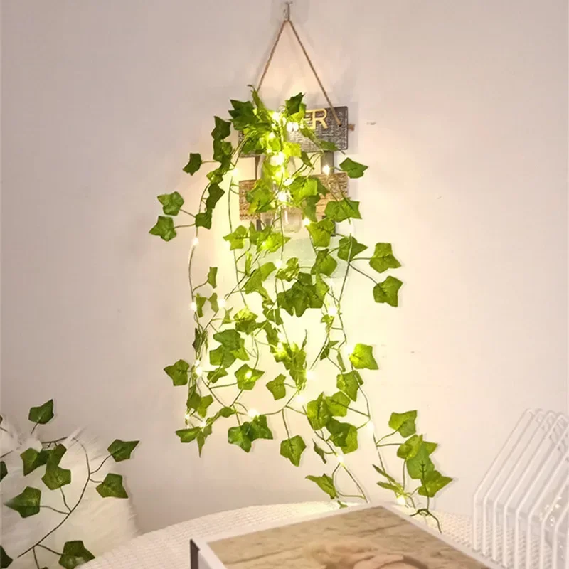 String Lights Artificial Vine Fairy Lights Battery Powered Christmas Tree Garland Light Flower Green Leaf for Weeding Home Decor
