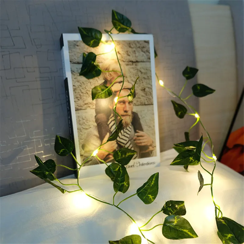 String Lights Artificial Vine Fairy Lights Battery Powered Christmas Tree Garland Light Flower Green Leaf for Weeding Home Decor