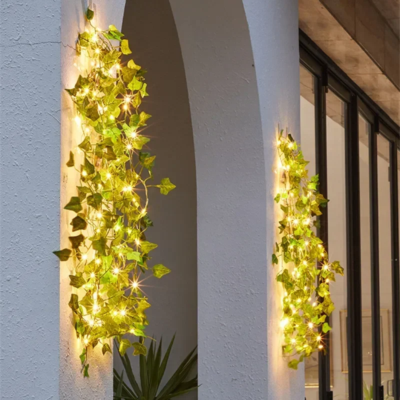 String Lights Artificial Vine Fairy Lights Battery Powered Christmas Tree Garland Light Flower Green Leaf for Weeding Home Decor