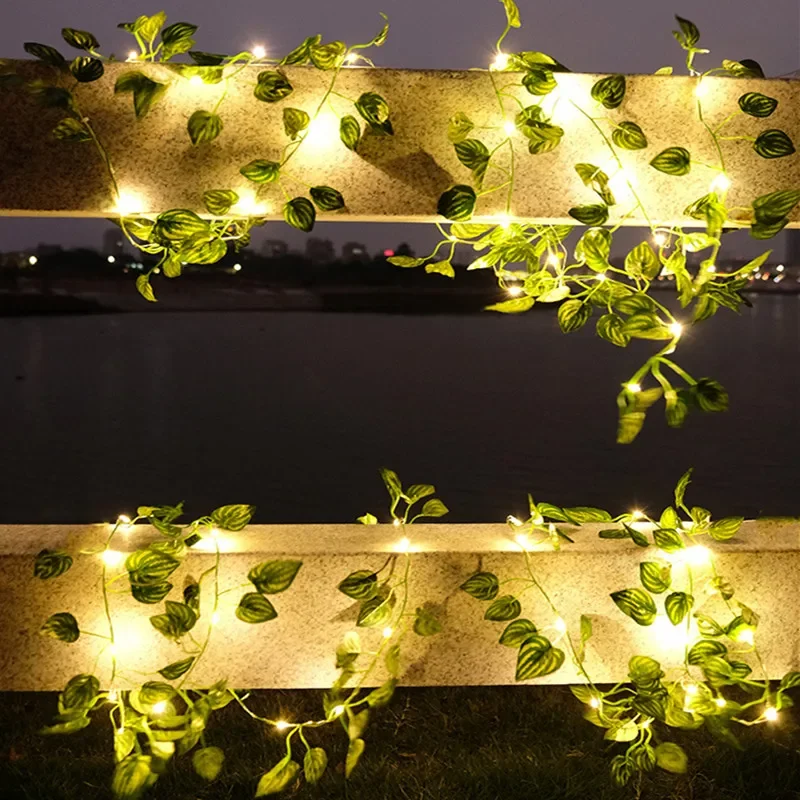 String Lights Artificial Vine Fairy Lights Battery Powered Christmas Tree Garland Light Flower Green Leaf for Weeding Home Decor