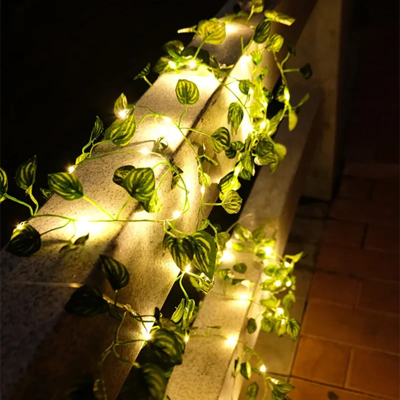 String Lights Artificial Vine Fairy Lights Battery Powered Christmas Tree Garland Light Flower Green Leaf for Weeding Home Decor