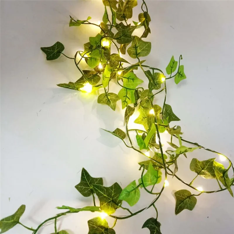 String Lights Artificial Vine Fairy Lights Battery Powered Christmas Tree Garland Light Flower Green Leaf for Weeding Home Decor