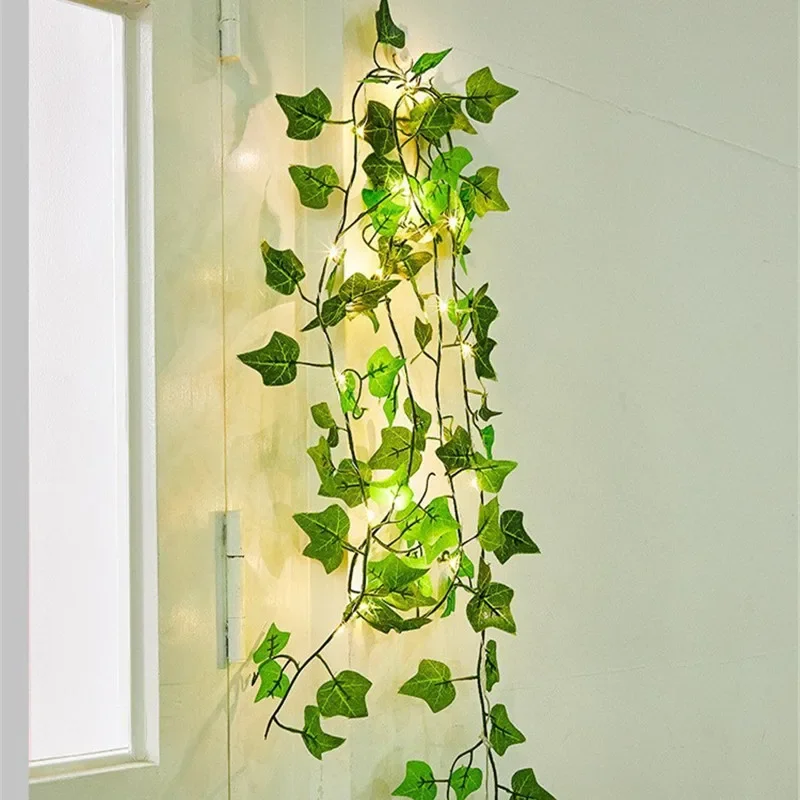 String Lights Artificial Vine Fairy Lights Battery Powered Christmas Tree Garland Light Flower Green Leaf for Weeding Home Decor