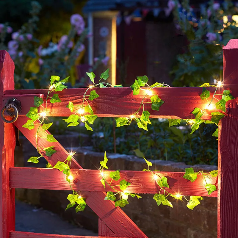 String Lights Artificial Vine Fairy Lights Battery Powered Christmas Tree Garland Light Flower Green Leaf for Weeding Home Decor