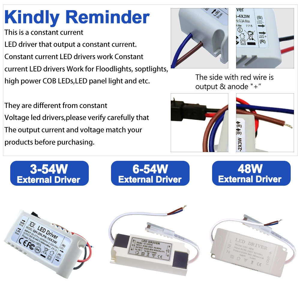LED Driver 600mA 650mA 3W10W 20W 30W 36W 40W 50W 60W1-2x3w 6-10x3w 10-18x3w 18-30x3W Constant Current Lamp Lighting Transformer