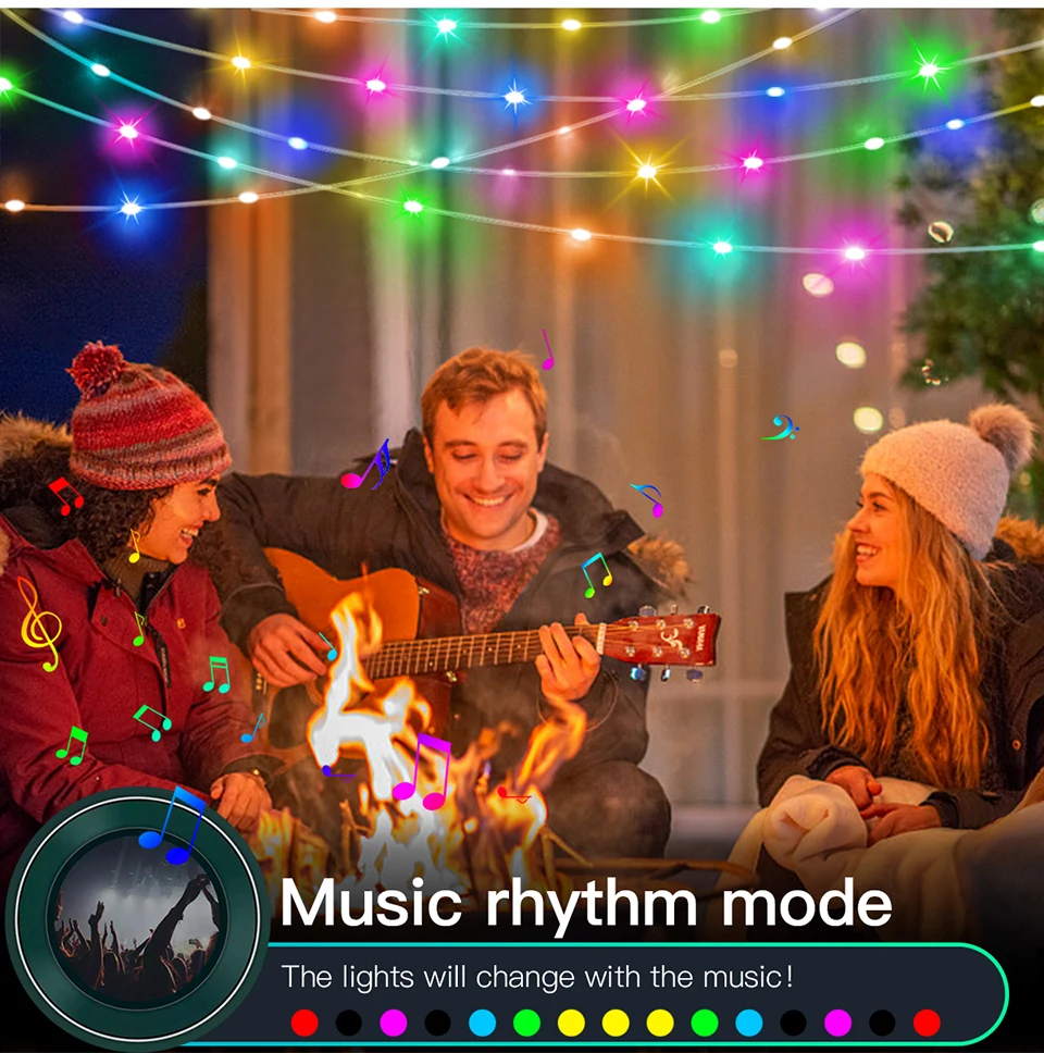 WS2812B Bluetooth LED String Fairy Lights Dreamcolor RGBIC DIY Party Festival Tree Lights Wedding Decoration Garland USB Lamp