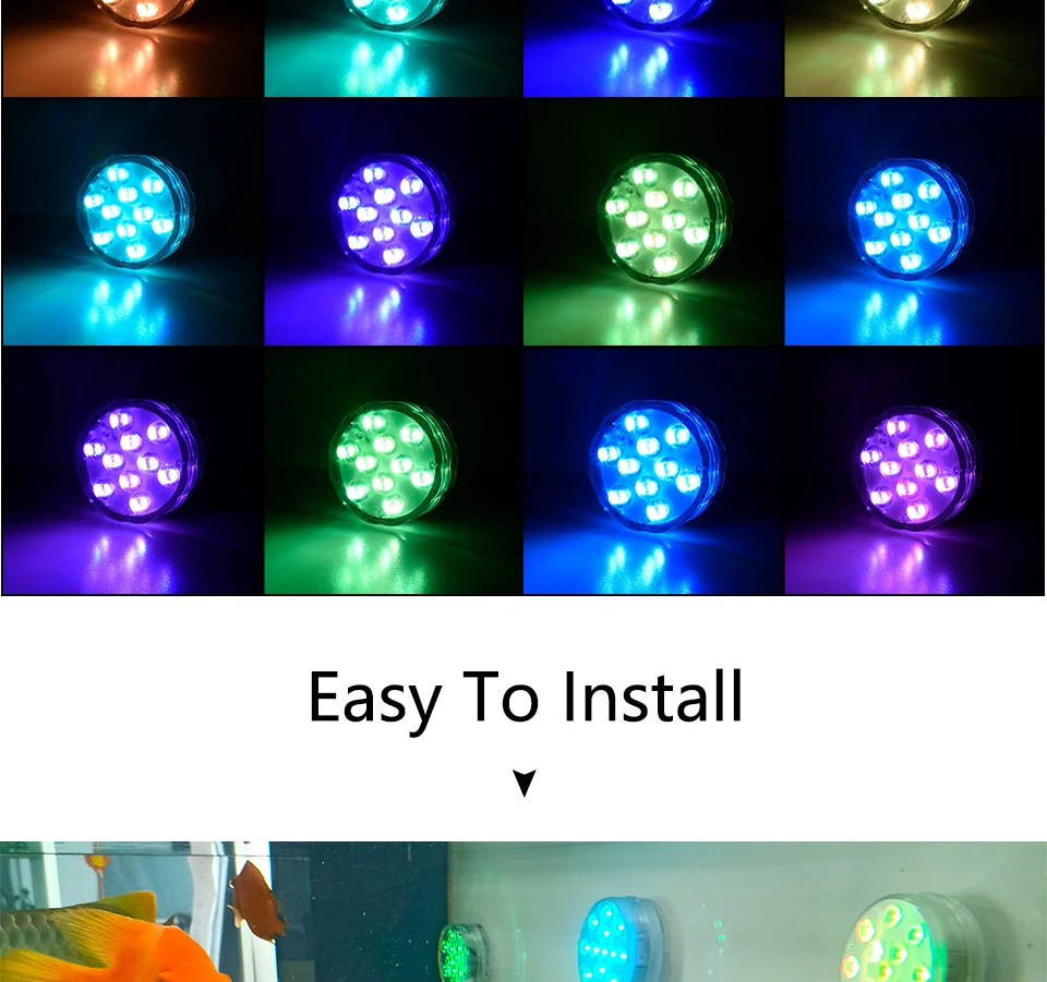 10 LEDs RGB Submersible LED Lights Underwater Night Lamp Battery Operated Garden Swimming Pool Light for Wedding Party Vase Bowl