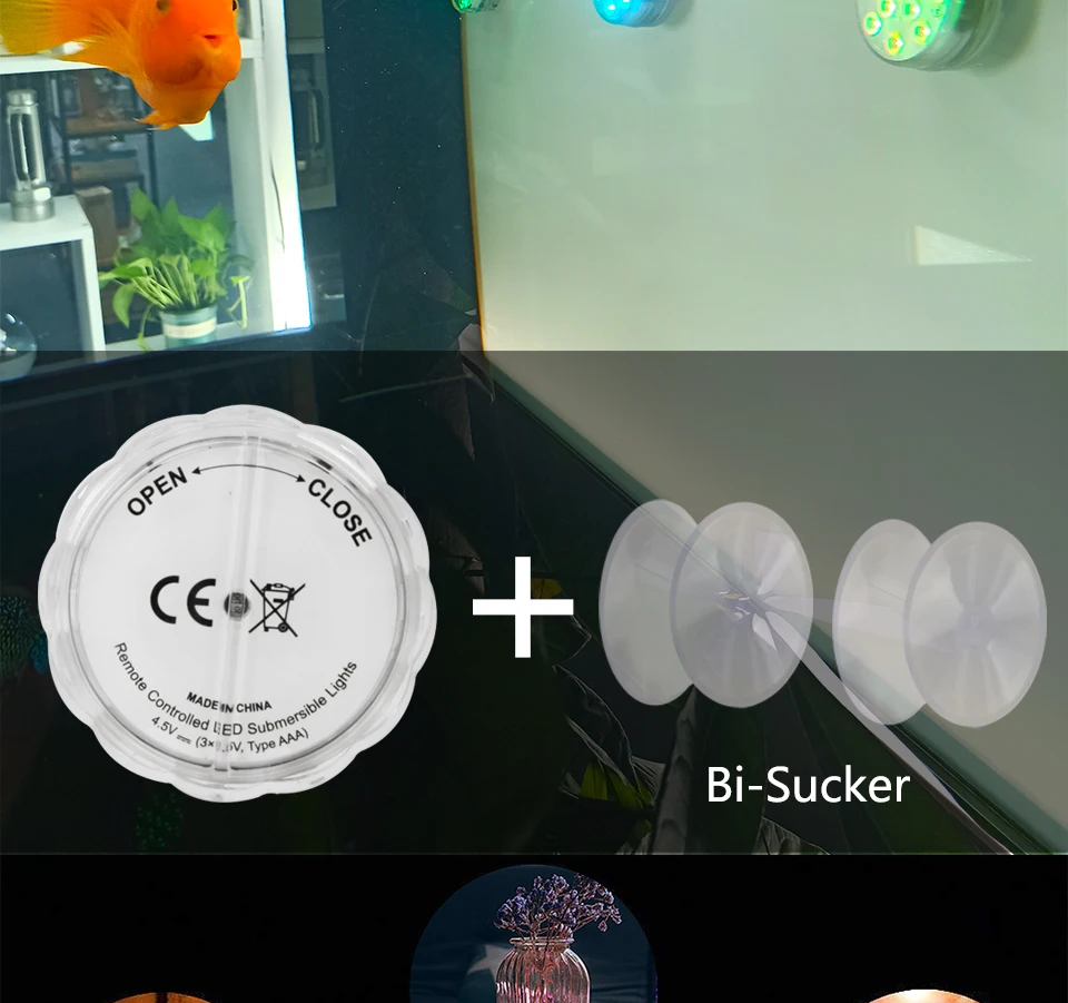 10 LEDs RGB Submersible LED Lights Underwater Night Lamp Battery Operated Garden Swimming Pool Light for Wedding Party Vase Bowl