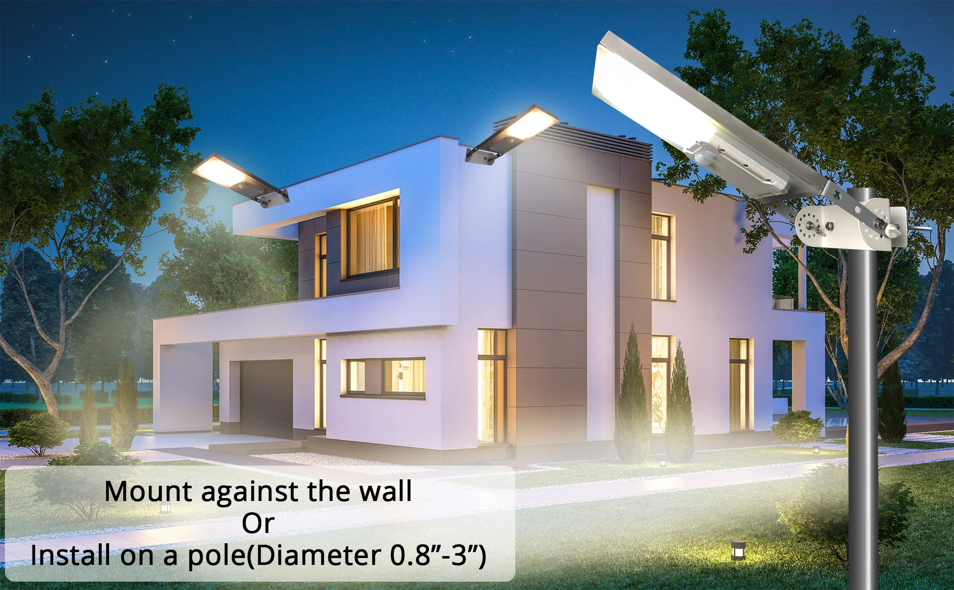 Solar Street Light Outdoor 30LED All in One Metal Motion Sensor Waterproof with 3 Working Modes Auto Dusk to Dawn
