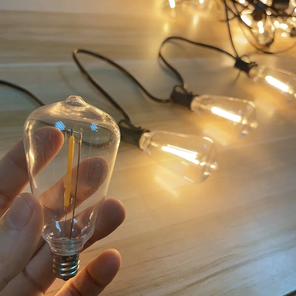 10X E12 Base LED String Light Bulbs Warm White Bulbs ST38 LED Edison Replacement Light Bulbs String Lights for Indoor Outdoor