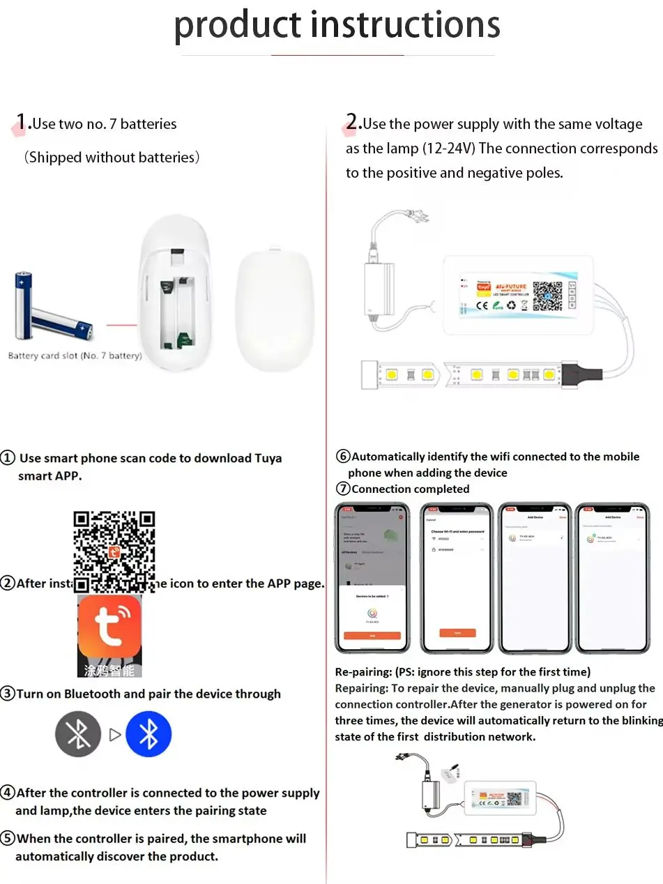 Tuya Smart Life Home DC5V12V24V 6A/CH Max15A DIM CCT RGB Led Light Strip WIFI DIMMER Controller 2.4G Remote/APP/Alexa Control