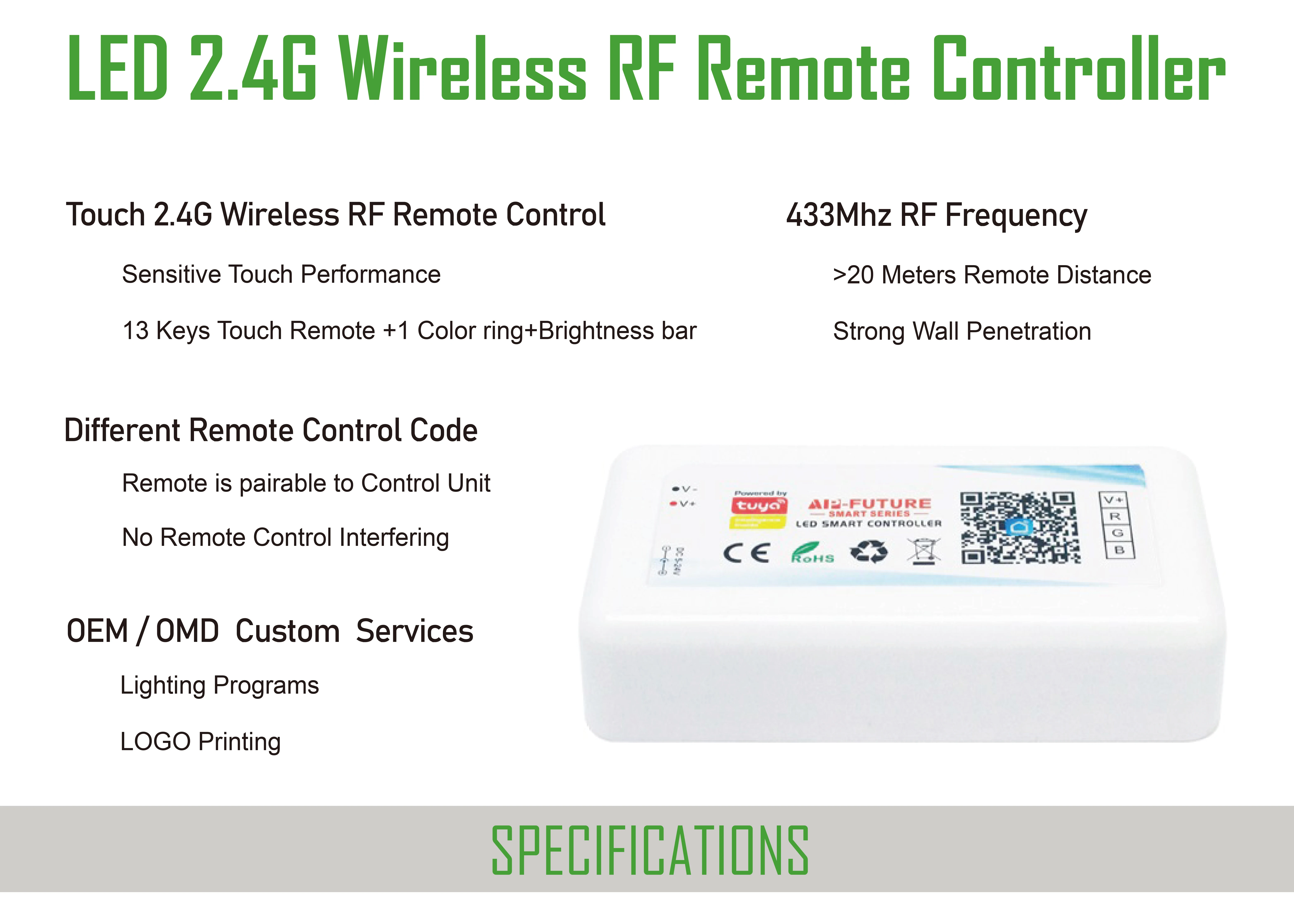 Tuya Smart Life Home DC5V12V24V 6A/CH Max15A DIM CCT RGB Led Light Strip WIFI DIMMER Controller 2.4G Remote/APP/Alexa Control