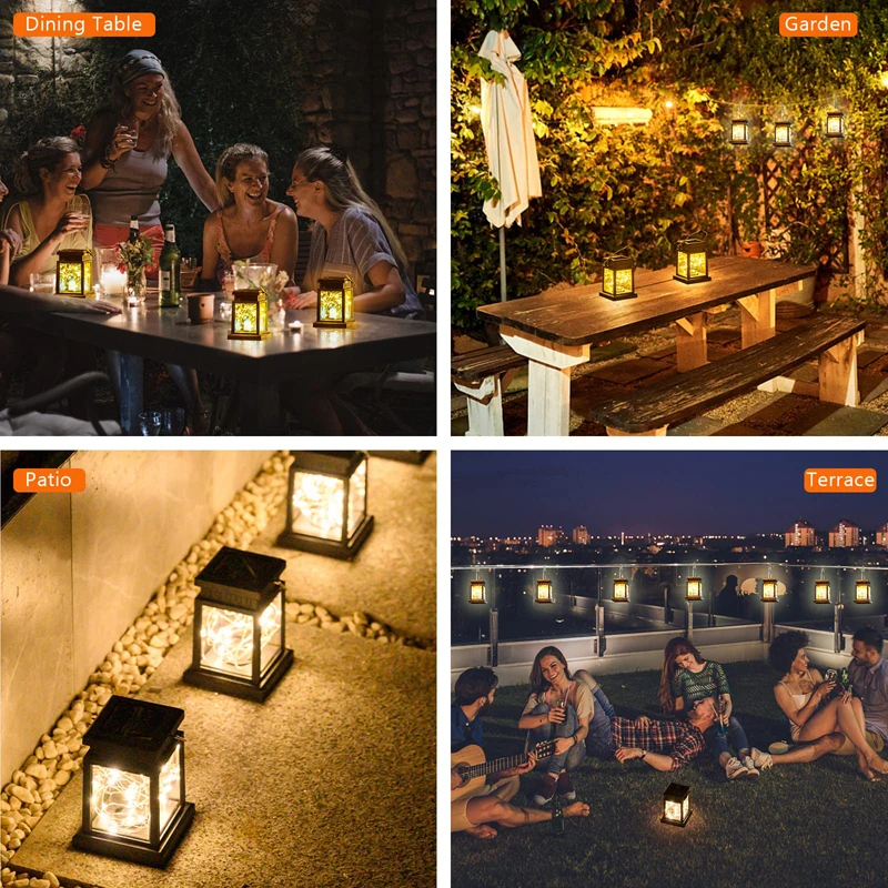 Solar LED Lantern Outdoor Hanging Candle Lights Floor Panel Candle Patio Indoor Balcony Birds Decoration Lighting For Garden