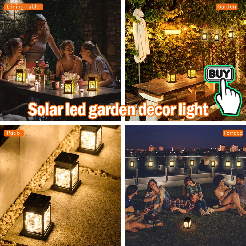 Solar LED Lantern Outdoor Hanging Candle Lights Floor Panel Candle Patio Indoor Balcony Birds Decoration Lighting For Garden