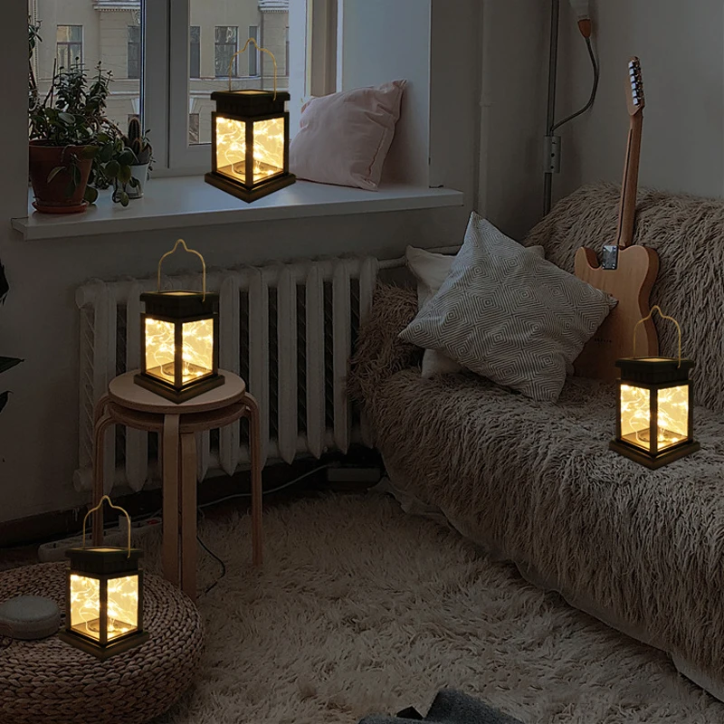 Solar LED Lantern Outdoor Hanging Candle Lights Floor Panel Candle Patio Indoor Balcony Birds Decoration Lighting For Garden