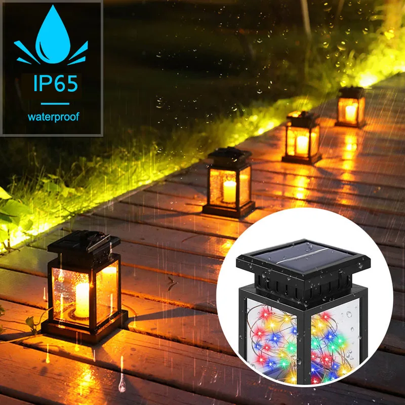 Solar LED Lantern Outdoor Hanging Candle Lights Floor Panel Candle Patio Indoor Balcony Birds Decoration Lighting For Garden