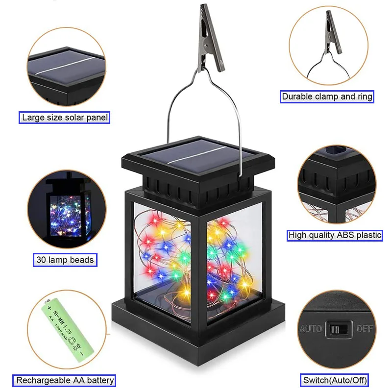 Solar LED Lantern Outdoor Hanging Candle Lights Floor Panel Candle Patio Indoor Balcony Birds Decoration Lighting For Garden