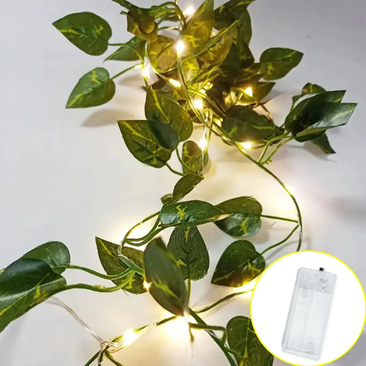 1pc Artificial Plants LED String Lights 6.56ft 20LED Scindapsus Leaves String Lights Battery Operated For Hanging Festival Decor