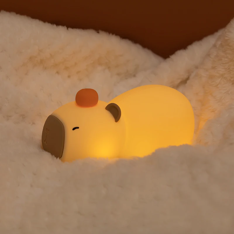 Cute Cartoon Capybara Silicone Night Light USB Rechargeable Timing Dimming Sleep Night Lamp for Children's Room Decor