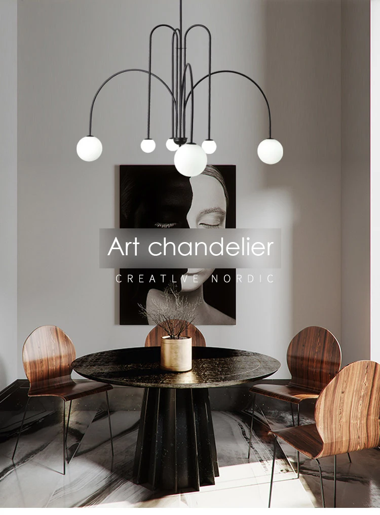 Comet LED Chandelier Nordic minimalist glass globe lamps living room creative personality study cafe art dining room lighting