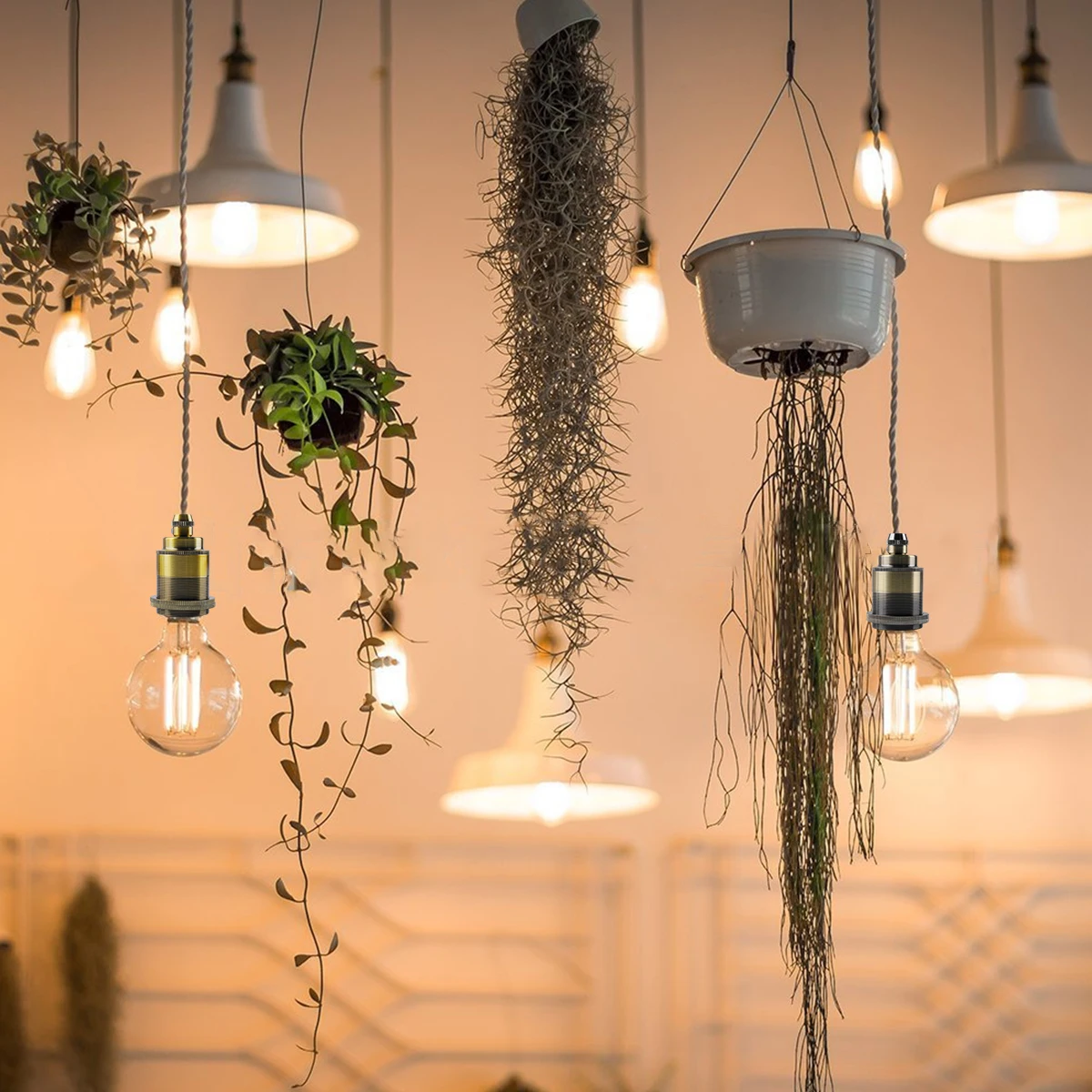 2M 3M Power Cord Pendant Light Twist Hemp Rope Cables E26 E27 Lamp Holder EU Plug with Switch Wire Edison Bulb Socket Cord Cable
