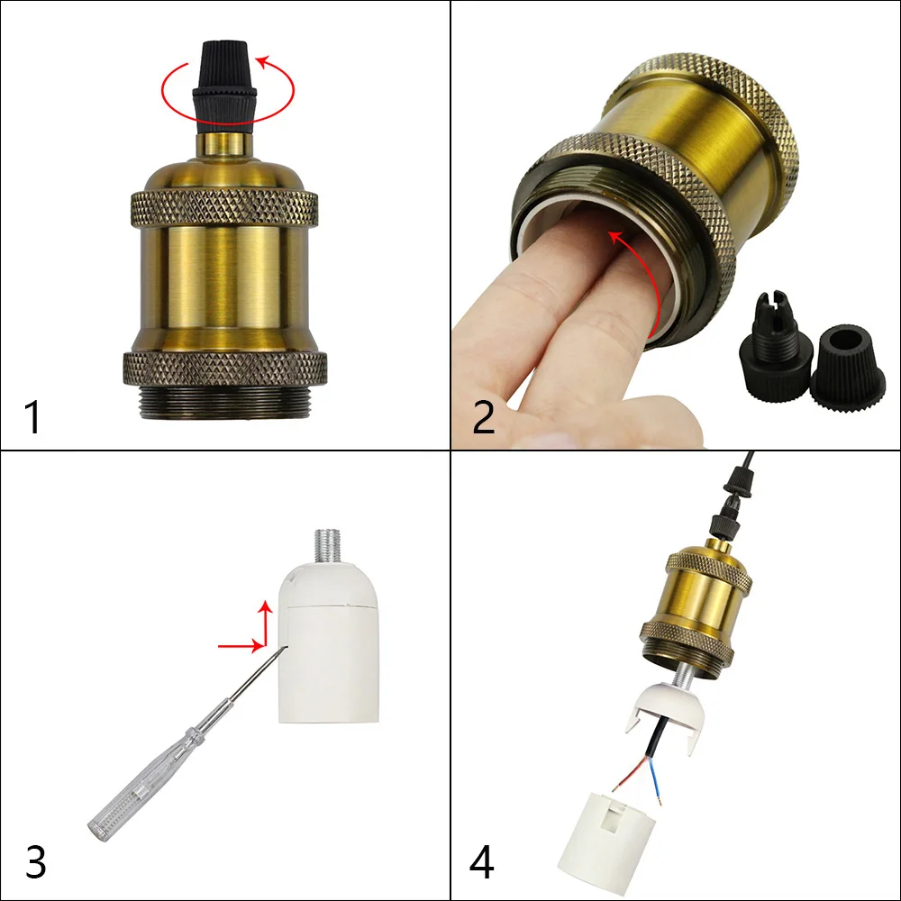 2M 3M Power Cord Pendant Light Twist Hemp Rope Cables E26 E27 Lamp Holder EU Plug with Switch Wire Edison Bulb Socket Cord Cable