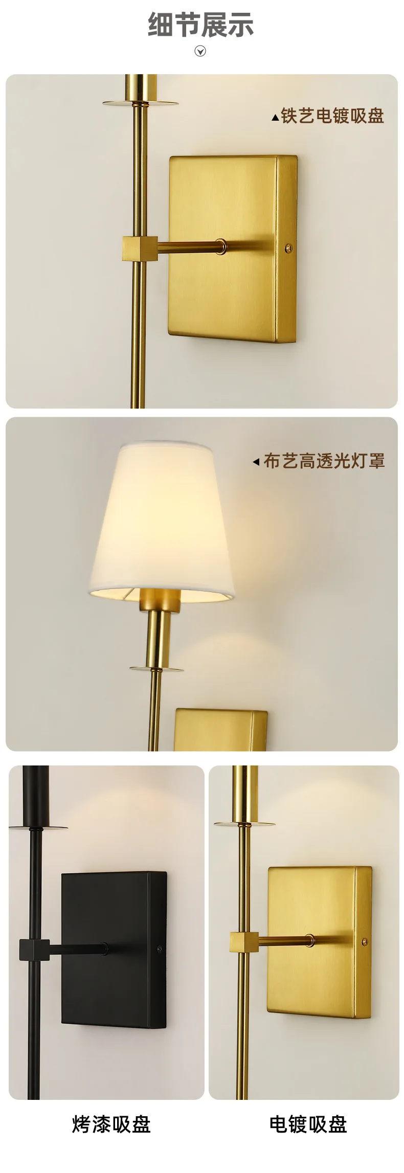 Modern American Led Wall Lamp for Decor Bathroom Mirror Light Bedroom Corridor Stairs Cloth Lampshade Wall Sconce Room Decor