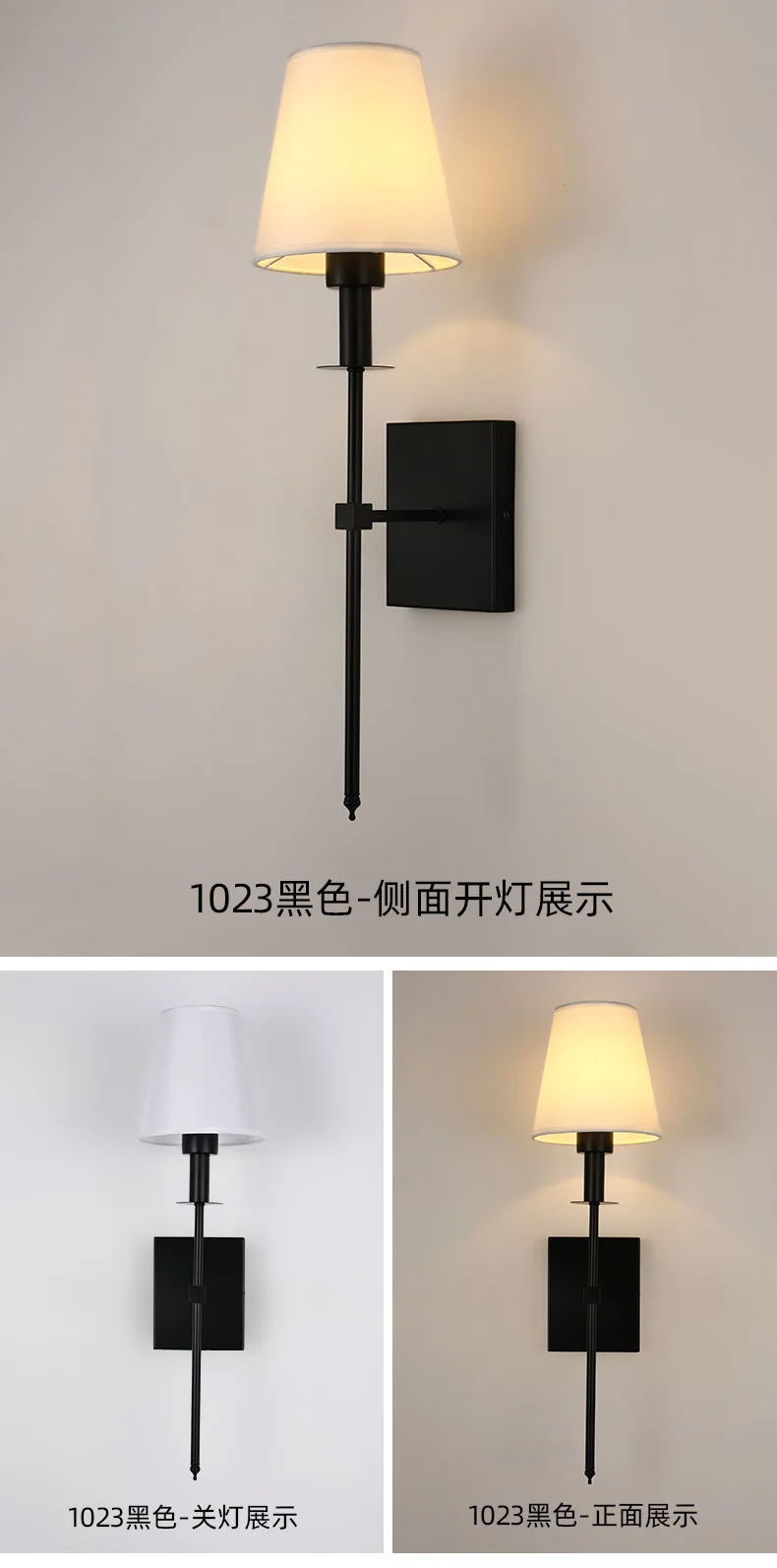 Modern American Led Wall Lamp for Decor Bathroom Mirror Light Bedroom Corridor Stairs Cloth Lampshade Wall Sconce Room Decor