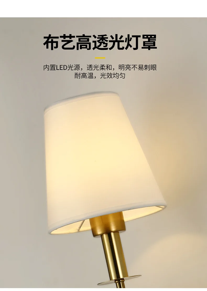 Modern American Led Wall Lamp for Decor Bathroom Mirror Light Bedroom Corridor Stairs Cloth Lampshade Wall Sconce Room Decor