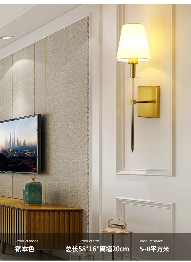 Modern American Led Wall Lamp for Decor Bathroom Mirror Light Bedroom Corridor Stairs Cloth Lampshade Wall Sconce Room Decor