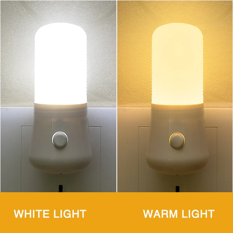 EU/US Plug Night Lights LED Night Light Push Button Switch Bedroom Bedside Lamp Baby Room Corridor Home Decor Wall Socket Lamp