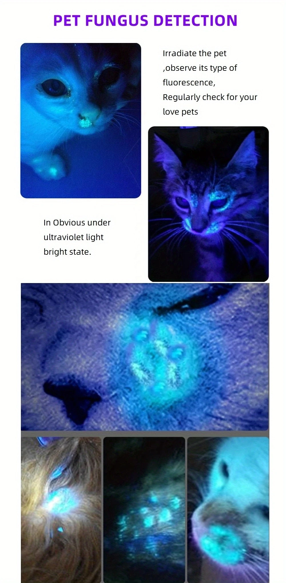 60W 3x365nm UV LED Powerful Black Light 395nm Flashlight High Power Ultra Violet Invisible Marker Curing Cat Dog Checker Light