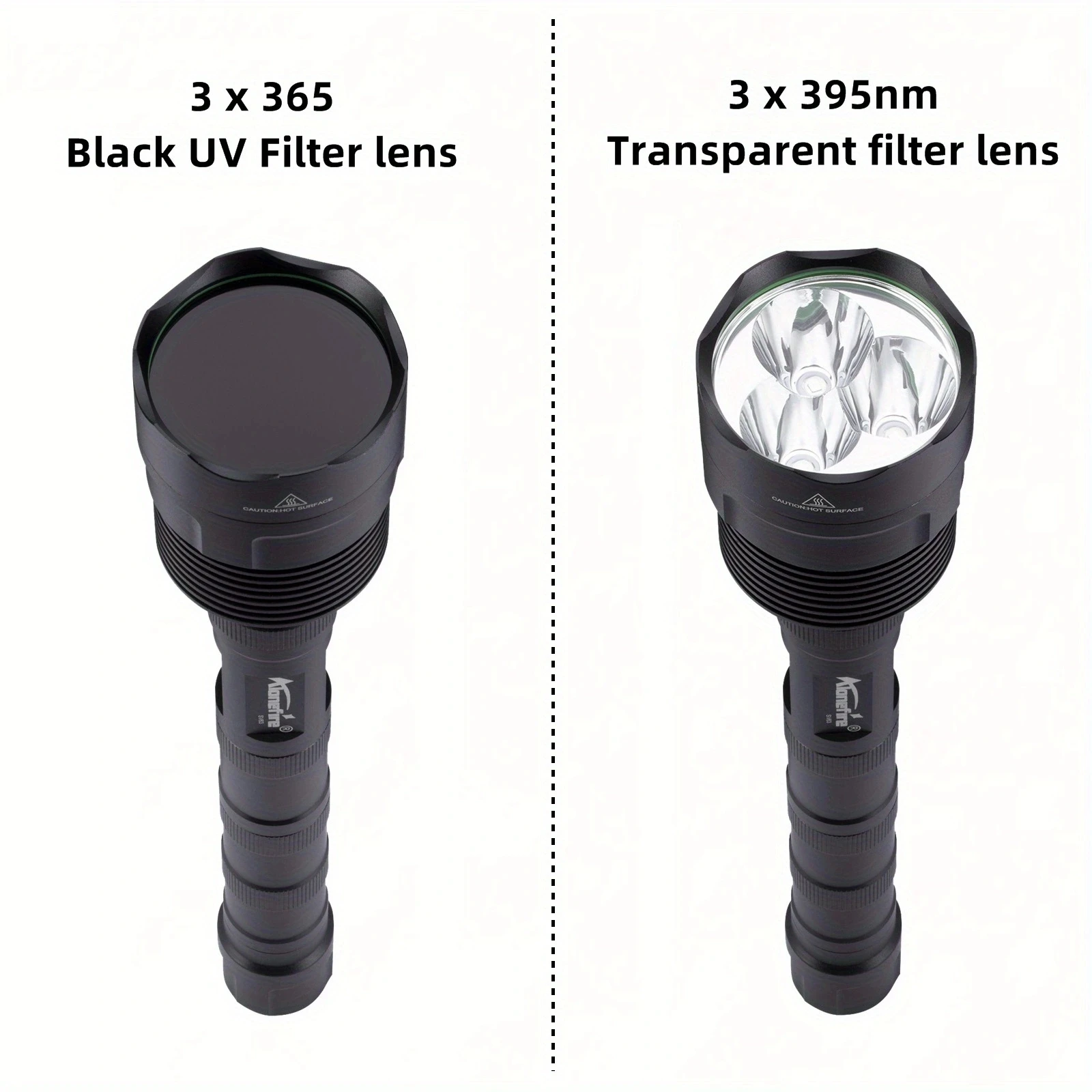 60W 3x365nm UV LED Powerful Black Light 395nm Flashlight High Power Ultra Violet Invisible Marker Curing Cat Dog Checker Light