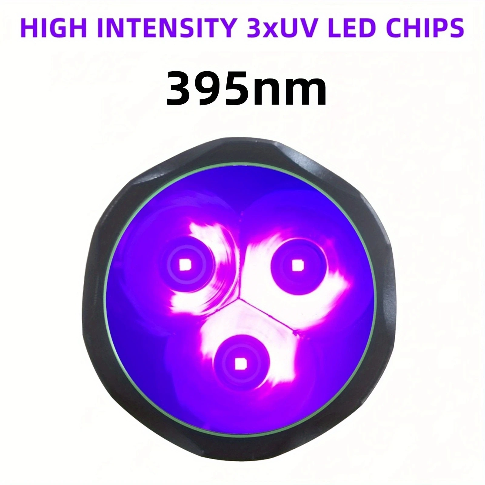 60W 3x365nm UV LED Powerful Black Light 395nm Flashlight High Power Ultra Violet Invisible Marker Curing Cat Dog Checker Light