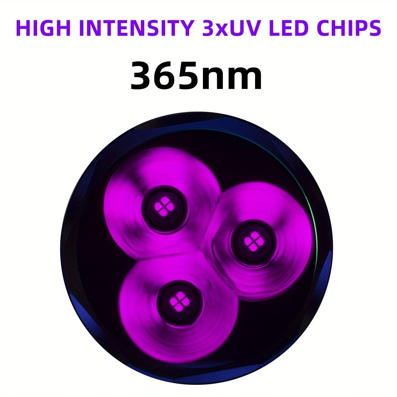 60W 3x365nm UV LED Powerful Black Light 395nm Flashlight High Power Ultra Violet Invisible Marker Curing Cat Dog Checker Light