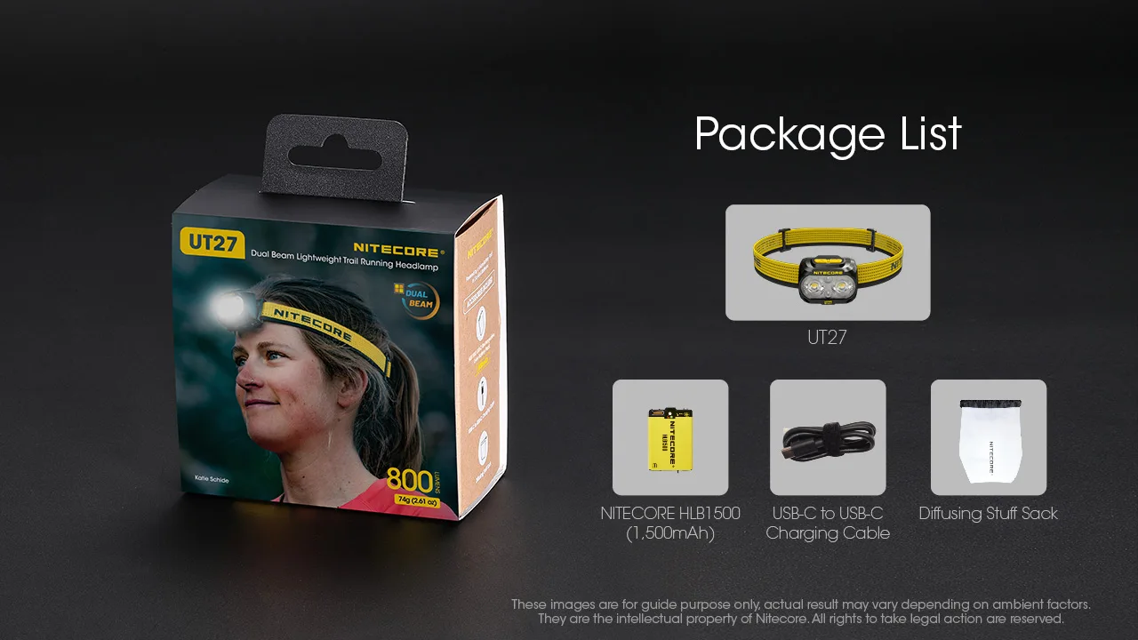 Nitecore UT27 Headlamp Dual Beam Fusion Elite 800 Lumens CREE XP-G3 S3 LED Headlight Running HBL-1500mAh Rechargeable Battery