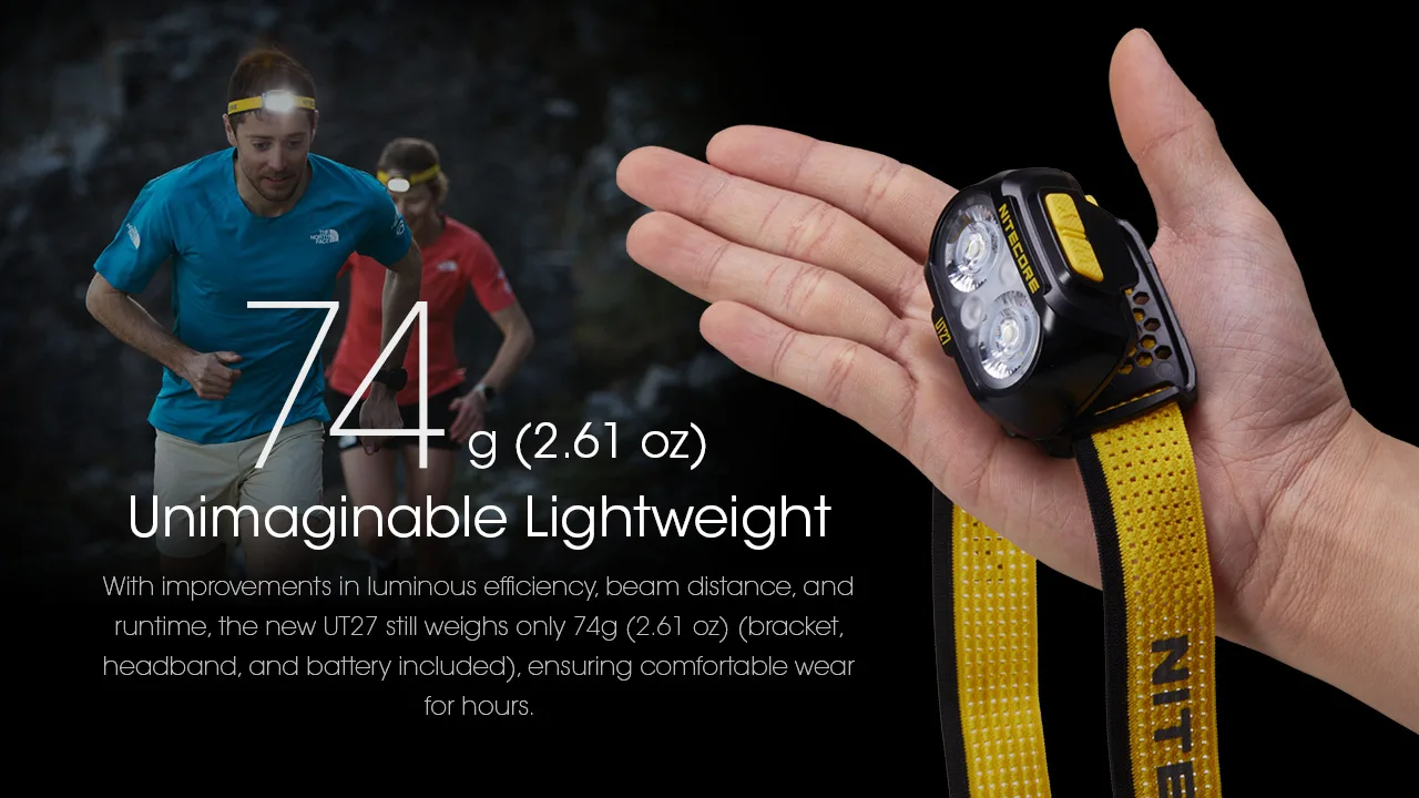 Nitecore UT27 Headlamp Dual Beam Fusion Elite 800 Lumens CREE XP-G3 S3 LED Headlight Running HBL-1500mAh Rechargeable Battery