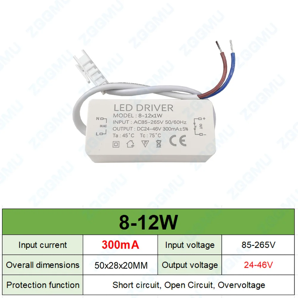 LED Driver 8-12W 20W 30W 36W 300mA 600mA 900MA LED Constant Current Drive Power Supply External GU10E27 Isolation Wide Voltage