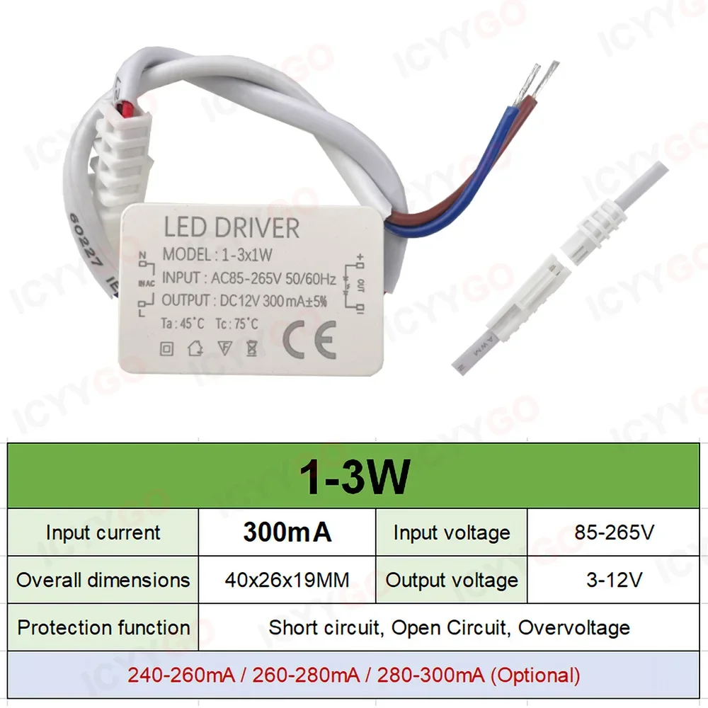 LED Driver 8-12W 20W 30W 36W 300mA 600mA 900MA LED Constant Current Drive Power Supply External GU10E27 Isolation Wide Voltage