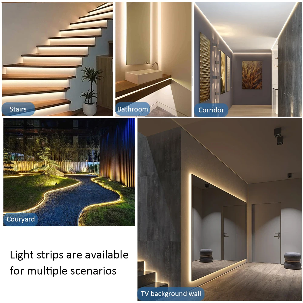 12V 24V SMD 2835 LED Strip Lights 5M 240Leds/m Warm Cool Natural White Bright Flexible Tape Lamp for Kitchen Room Decoration