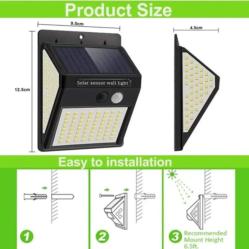 Hot Sale 144 LED Solar Light Wireless PIR Motion Sensor Waterproof Wall Lamp Solar Powered Sunlight Street Lamp Garden Decor