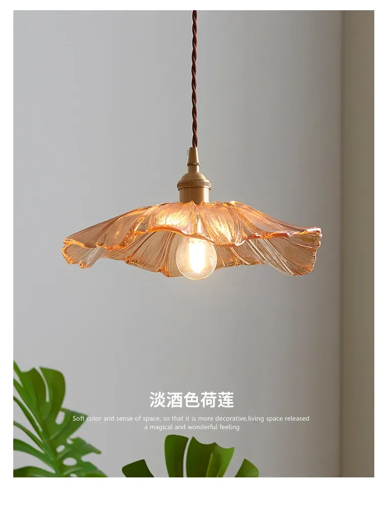 Vintage Pendant Lights Flower Glass Hanging Lamps Home Decoration Lighting Living Room Bedroom Bedside Light Fixture Indoor Shop