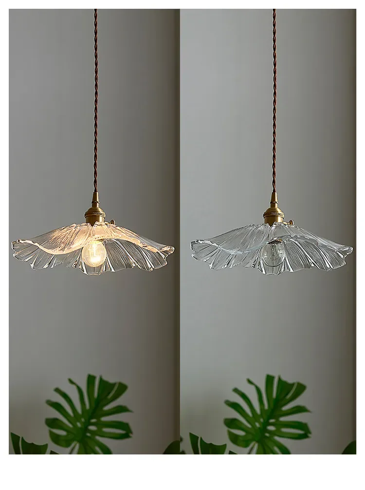 Vintage Pendant Lights Flower Glass Hanging Lamps Home Decoration Lighting Living Room Bedroom Bedside Light Fixture Indoor Shop