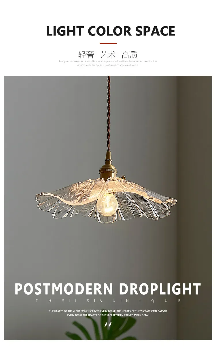 Vintage Pendant Lights Flower Glass Hanging Lamps Home Decoration Lighting Living Room Bedroom Bedside Light Fixture Indoor Shop