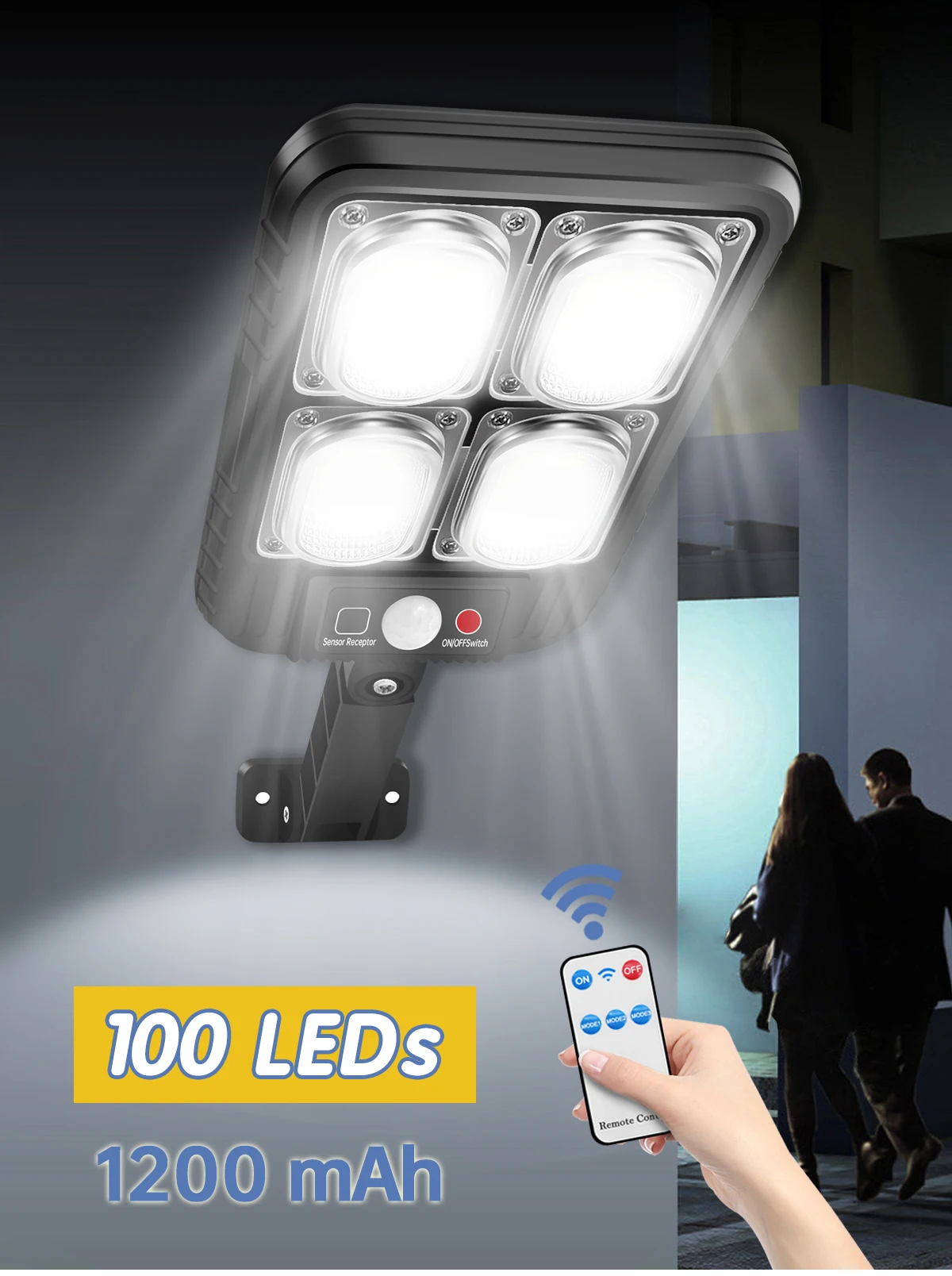 100/200led Solar Street Light IP65 Waterproof Solar Outdoor Motion Sensor Lights Solar Wall Light with Remote for Garden Yard