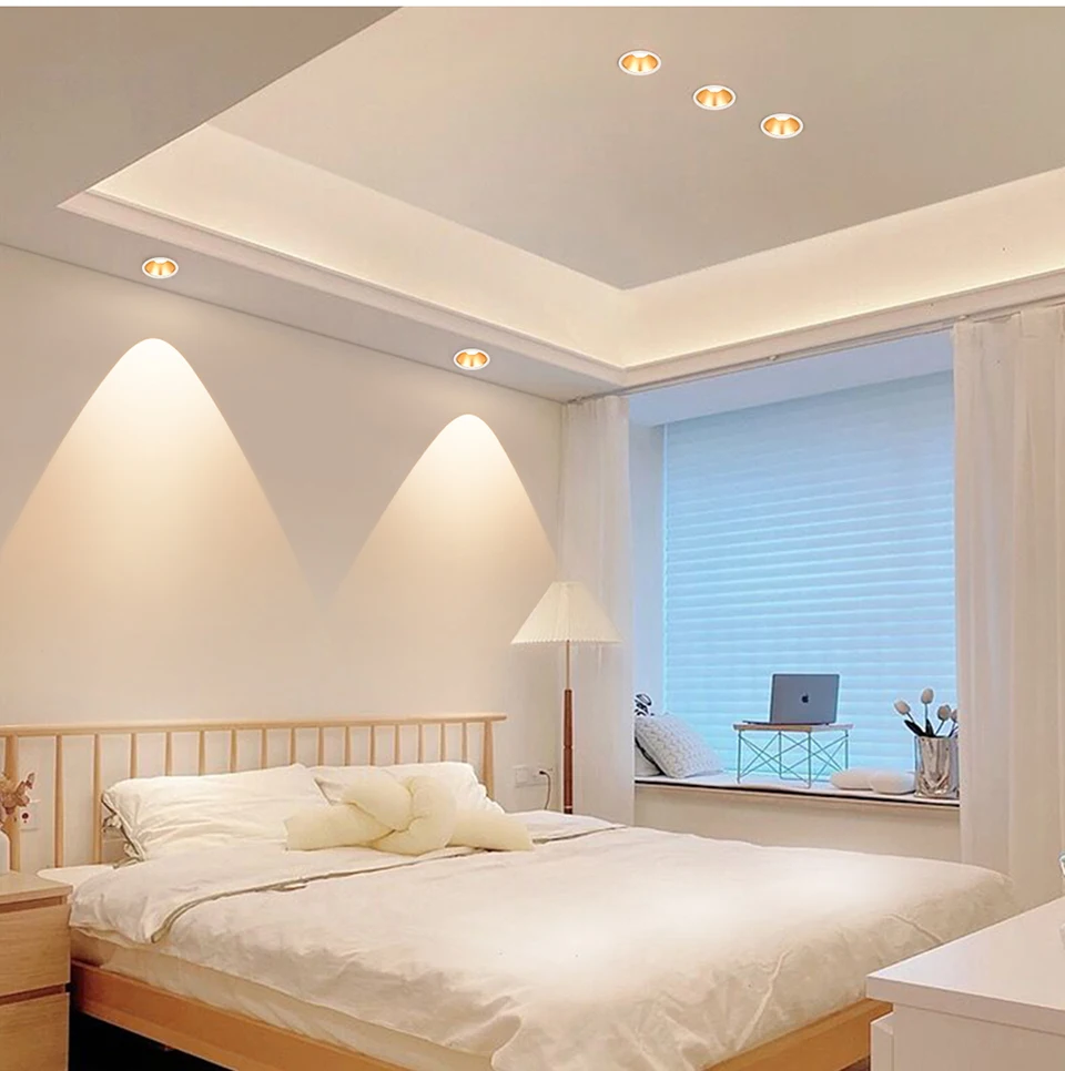 High Quality Recessed Aluminum COB LED Spotlight Bulb Spot Light 7W 12W Downlight Ceiling Lamp Room Lighting 85-265V