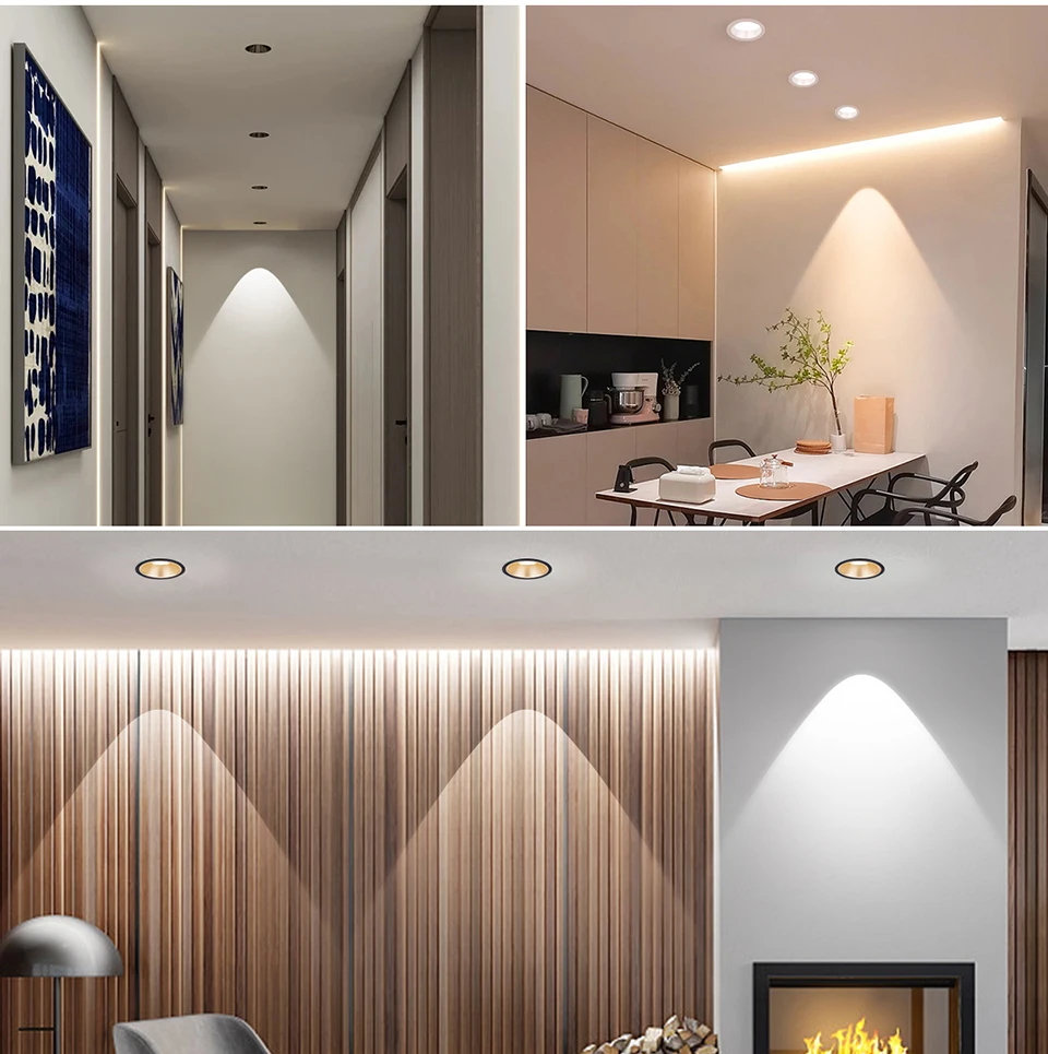 High Quality Recessed Aluminum COB LED Spotlight Bulb Spot Light 7W 12W Downlight Ceiling Lamp Room Lighting 85-265V